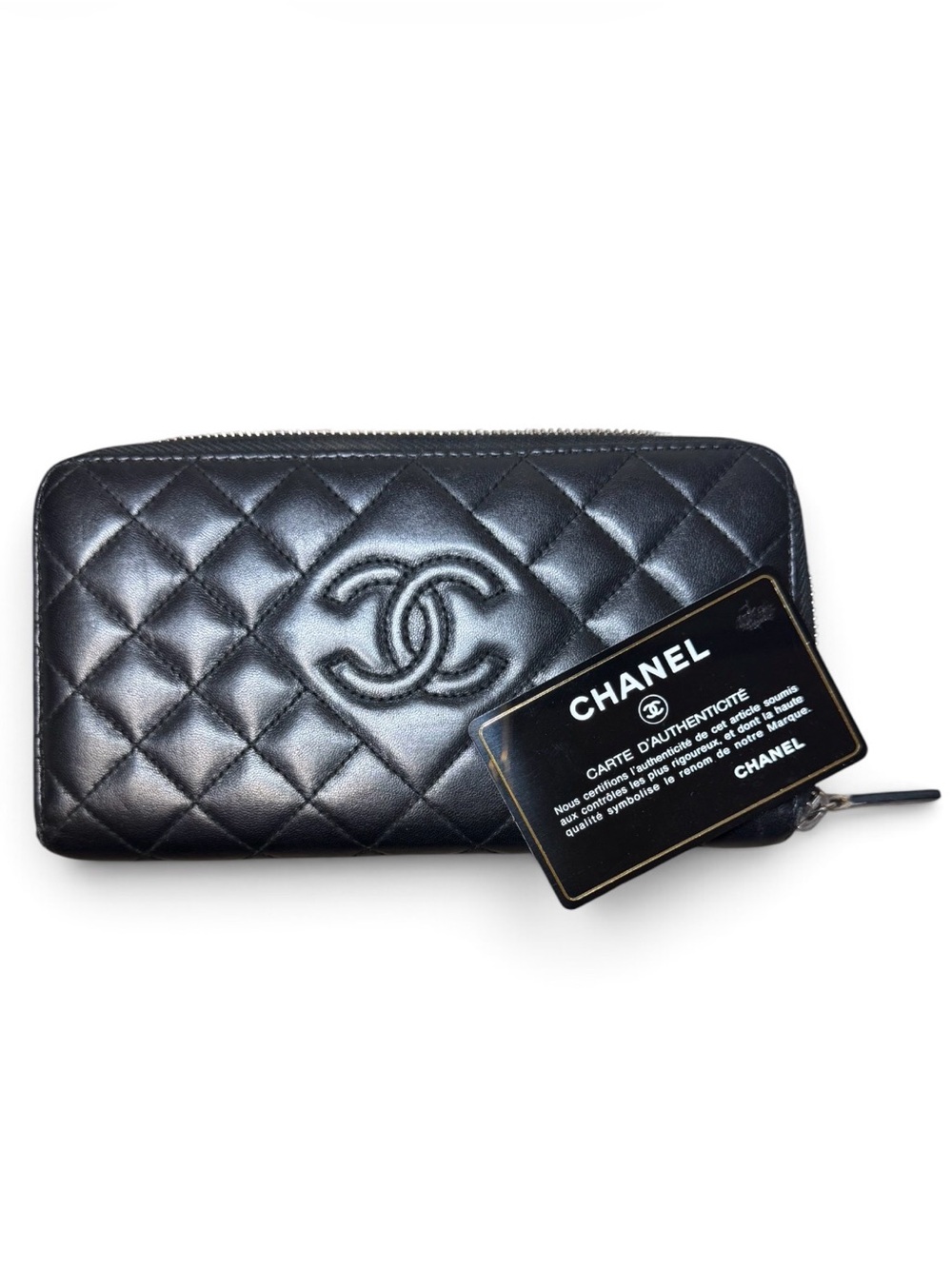 Chanel Matelassé Lambskin Leather Long Wallet Black - Picture 1 of 16